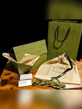 Gucci Green Paisley Box Set Dust Bag Shopping Bag Ribbon Complete